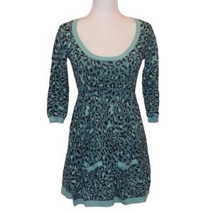 Betsey Johnson  Animal Print 3/4 Sleeve mini Dress Women Size Small